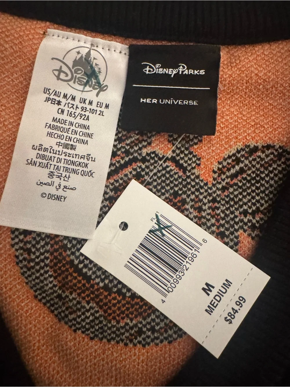 NWT DISNEY PARKS x HER UNIVERSE MICKEY MOUSE  PUMPKIN & BOW CARDIGAN SIZE MEDIUM